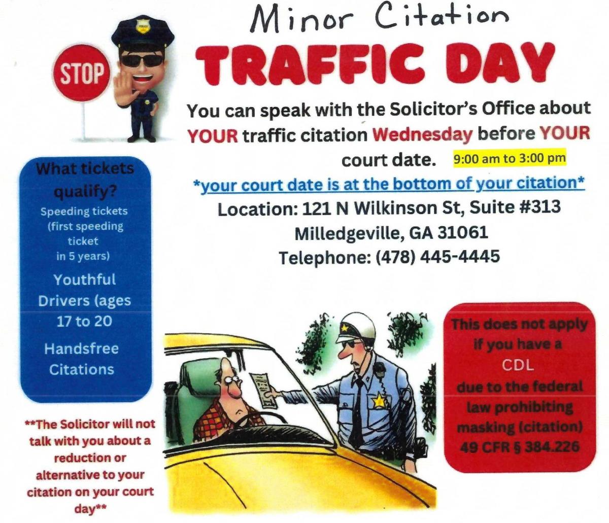 Minor Citation Traffic Day Flyer